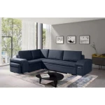 Kotna sedežna garnitura ALDUS, je praktična za uporabo. Poleg tega, da se raztegne v dodatno ležišče vsebuje tudi veliko prostora za shranjevanje. Dva