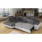 Kotna sedežna garnitura ANTON 2 . Kotna garnitura ANTON 2 je kotna sedežna garnitura, katera je narejena iz umetnega usnja in blaga. Garnitura se raztegne v