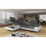 Kotna sedežna garnitura ANTON 2 . Kotna garnitura ANTON 2 je kotna sedežna garnitura, katera je narejena iz umetnega usnja in blaga. Garnitura se raztegne v