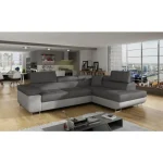 Kotna sedežna garnitura ANTON 3 . Kotna garnitura ANTON 3 je kotna sedežna garnitura, katera je narejena iz umetnega usnja in blaga. Garnitura se raztegne v