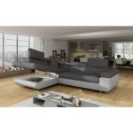 Kotna sedežna garnitura ANTON 3 . Kotna garnitura ANTON 3 je kotna sedežna garnitura, katera je narejena iz umetnega usnja in blaga. Garnitura se raztegne v