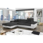 Kotna sedežna garnitura ARON 2 . Kotna garnitura ARON 2 je kotna sedežna garnitura, katera je narejena iz umetnega usnja in blaga. Garnitura se raztegne v