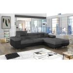 Kotna sedežna garnitura ARON 2 . Kotna garnitura ARON 2 je kotna sedežna garnitura, katera je narejena iz umetnega usnja in blaga. Garnitura se raztegne v