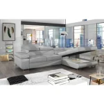 Kotna garnitura ARON 5 je kotna sedežna garnitura, katera je narejena iz umetnega usnja in blaga. Garnitura se raztegne v ležišče z mehanizmom delfin. Ima