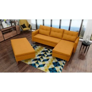 Kotna sedežna garnitura DANA . Kotna sedežna garnitura DANA je sedežna s stilom skandinavskega sloga. Dobavljiva v več barvah. Zraven sedežne prejmete