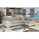 Kotna sedežna garnitura FANY . Kotna sedežna garnitura FANY je kotna sedežna garnitura, katera je narejena v kombinaciji umetnega usnja ter blaga. Garnitura