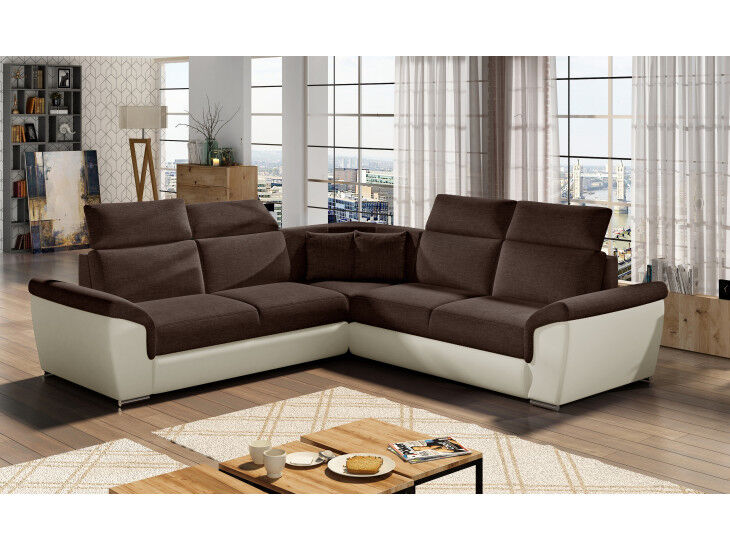 Kotna sedežna garnitura FERDO 3 Kotna sedežna garnitura FERDO 3 je kotna sedežna garnitura, katera je narejena iz umetenga usnja in blaga. Garnitura se raztegne v ležišče z delfin