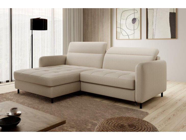 Kotna sedežna garnitura GABY je manjša sedežna garnitura, ustvarjenja za manjše prostore, vendar zato nič manj elegantna in moderna. Sedežna garnitura je