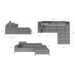 Kotna sedežna garnitura HELENA 4 . Kotna garnitura HELENA 3 je narejena iz kvalitetnega blaga. Garnitura je vzmetena in se lahko raztegne v ležišče.