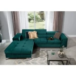 Kotna sedežna garnitura HELENA - zelena . Kotna garnitura HELENA zelena vas bo prepričala s svojimi modernimi linijami. Garnitura je vzmetena z valovitimi