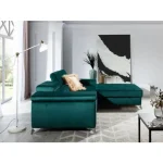 Kotna sedežna garnitura HELENA - zelena . Kotna garnitura HELENA zelena vas bo prepričala s svojimi modernimi linijami. Garnitura je vzmetena z valovitimi