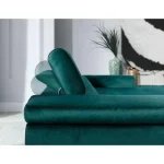 Kotna sedežna garnitura HELENA - zelena . Kotna garnitura HELENA zelena vas bo prepričala s svojimi modernimi linijami. Garnitura je vzmetena z valovitimi