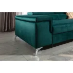 Kotna sedežna garnitura HELENA - zelena . Kotna garnitura HELENA zelena vas bo prepričala s svojimi modernimi linijami. Garnitura je vzmetena z valovitimi