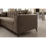 Kotna sedežna garnitura JON 3 je modernega dizajna. Na voljo je v več barvah. Primerna je za vsak prostor. Sedežni je potrebno določiti levi ali desni kot.