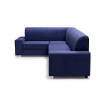 Kotna sedežna garnitura LEON 3, je kotna sedežna garnitura v kompletu s taburejem. Katerega prejmete zraven. Sedežna je oblazinjena v modro tkanino.