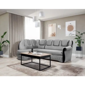 Kotna sedežna garnitura LOLA . Kotna sedežna garnitura LOLA je izdelana iz kvalitetnega blaga. Je zelo praktična saj vsebuje zaboj za shranjevanje ter se