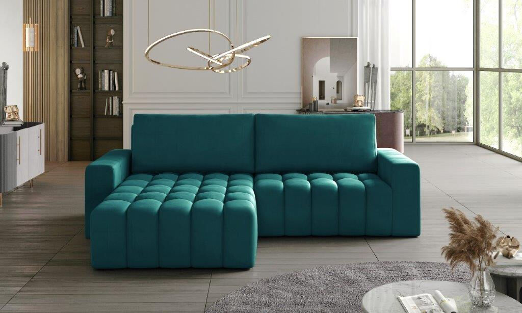 Kotna sedežna garnitura ONET je odlična garnitura po odlični ceni. Narejena je iz blaga. Garnitura je modernega dizajna. Garnituri je treba določiti levi