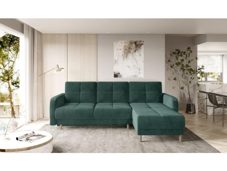 Kotna sedežna garnitura OXY 2 je elegantna, lepa in udobna garnitura v modernem stilu, z okrasnimi prešitimi šivi. Sedežna je vzmetena z valovitimi