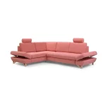 Kotna sedežna garnitura STANE 2 . Zagotovite si udobje z moderno sedežno garnituro STANE 2. Oblazinjena je z blagom v roza barvi. Sedežna garnitura je