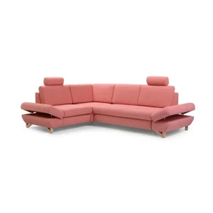 Kotna sedežna garnitura STANE 2 . Zagotovite si udobje z moderno sedežno garnituro STANE 2. Oblazinjena je z blagom v roza barvi. Sedežna garnitura je