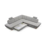 Kotna sedežna garnitura STANE 3 . Zagotovite si udobje z moderno sedežno garnituro STANE 3. Oblazinjena je z blagom v sivi barvi. Sedežna garnitura je