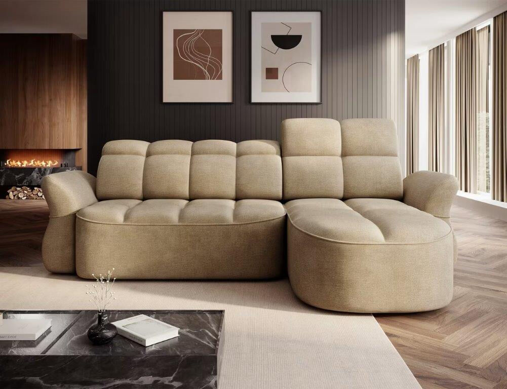 Kotna sedežna garnitura TANJA je modernega dizajna. S svojim elegantnim videzom se bo podala v vsak prostor. Sedežna je praktična za uporabo saj ima