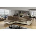 Kotna sedežna garnitura TOM . Kotna garnitura TOM je kotna sedežna garnitura, katera je narejena iz umetnega usnja in blaga. Garnitura se raztegne v