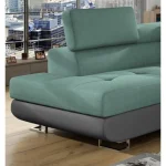 Kotna sedežna garnitura TOM 2 . Kotna garnitura TOM 2 je kotna sedežna garnitura, katera je narejena iz umetnega usnja in blaga. Garnitura se raztegne v