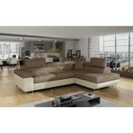 Kotna sedežna garnitura TOM . Kotna garnitura TOM je kotna sedežna garnitura, katera je narejena iz umetnega usnja in blaga. Garnitura se raztegne v