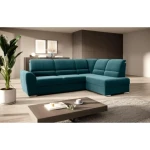 Kotna sedežna garnitura VALLY . Kotna sedežna garnitura VALLY je sodobnega dizajna. Sedežna je praktična za uporabo, saj ima nastavljiv sredinski naslon za