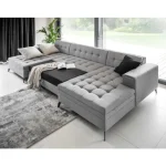 Kotna sedežna garnitura VENOM je odlična garnitura po odlični ceni. Sedežna se raztegne v dodatno ležišče z delfin mehanizmom. Dizajn, kateri vas bo