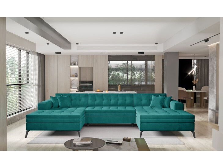 Kotna sedežna garnitura VENOM 2 je odlična garnitura po odlični ceni. Sedežna se raztegne v dodatno ležišče z delfin mehanizmom. Dizajn, kateri vas bo