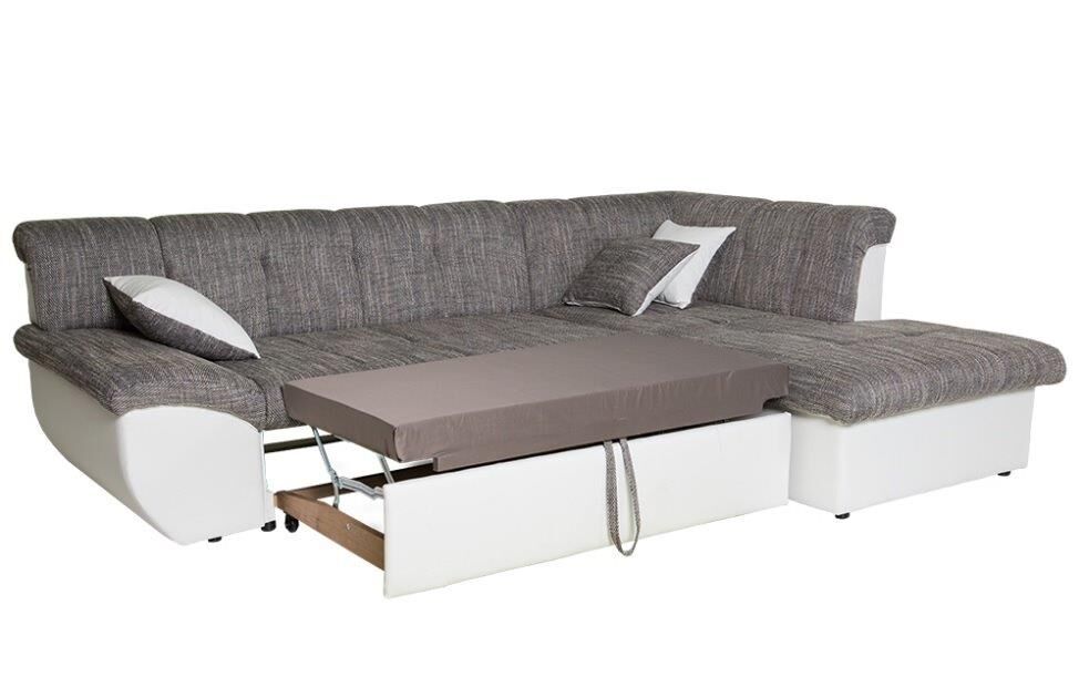 Kotna garnitura VERONIKA je kotna sedežna garnitura, katera je narejena iz vrhunskega umetnega usnja in blaga. Garnitura se raztegne v posteljo, in jo lahko