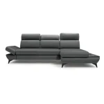 Kotna sedežna garnitura VRTNICA . Kotna sedežna garnitura VRTNICA je edinstvenega dizajna ter modernega videza. Opremljena je z nogicami iz črne kovine,