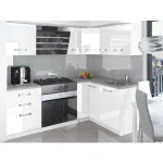 Kotni kuhinjski blok APUS 2 je moderen, prostoren in kvaliteten. Dobavljiv je v več različnih barvah kuhinjskih elementov. Debelina kuhinjskega pulta je 3cm.