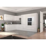 Kotni kuhinjski blok ELZA 230 x 370 cm . Kotni kuhinjski blok ELZA 230 x 370 cm je narejen iz kvalitetnih materialov. Debelina delovnega pulta je 38 mm. Fronte