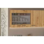 Kotni kuhinjski blok ENA 270 x 220 cm . Kuhinjski blok ENA 270 x 220 cm je kuhinja v barvi črne mat in artisan hrasta. Narejena je iz laminirane plošče (16