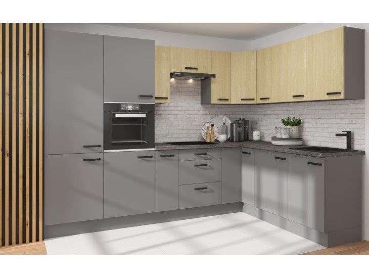 Kotni kuhinjski blok RONA je narejen iz kvalitetne laminirane plošče debeline 16 mm s ABS robovi. Debelina delovnega pulta je 38 mm (pult lahko dokupite