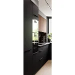 Kotni kuhinjski blok SARA 360 x 325 x 205 . Kuhinjski blok SARA 360 x 325 x 205 cm je kuhinja v kombinaciji črne mat in oreh barve. Kuhinja je izdelana iz