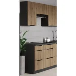 Kotni kuhinjski blok SILVA 315 x 250 . Kuhinjski blok SILVA 315 x 250 cm je kuhinja v oreh / črni barvi. Kuhinja je izdelana iz oplemenitenih ivernih plošč