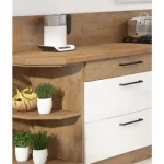 Kotni kuhinjski blok VANJA 330 x 340 cm . Kotni kuhinjski blok VANJA 330 x 340 cm je kuhinja, katera bo prinesla svežino v vaš dom. Dobavljiva v kombinaciji