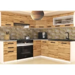 Kotni kuhinjski blok VENERA 1 . Eleganten kotni kuhinjski blok VENERA, ki bo zagotovo osvežil vašo kuhinjo. Dobavljiv je v hrast barvi kuhinjskih elementov.