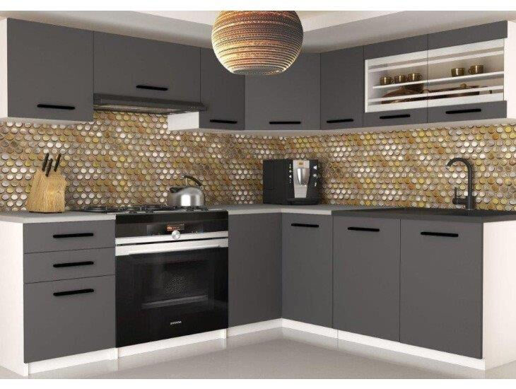 Eleganten kotni kuhinjski blok VENERA 2 , ki bo zagotovo osvežil vašo kuhinjo. Dobavljiv je v treh različnih barvah kuhinjskih elementov. Delovni pult ni v