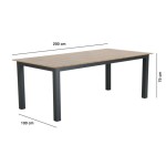 KOVINSKA MIZA NATERIAL CLARA SIVA 200X100 ALU, SINT. LES - slika 10