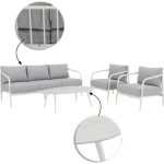 KOVINSKA VRTNA GARNITURA NATERIAL SET ORNA + MIZA, BELA ALU - slika 8