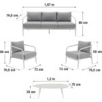 KOVINSKA VRTNA GARNITURA NATERIAL SET ORNA + MIZA, BELA ALU - slika 12