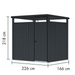 KOVINSKA VRTNA HIŠKA KARIBU OSTEN 1.5 ANTRAZIT 220X160X215 - slika 2
