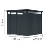KOVINSKA VRTNA HIŠKA KARIBU OSTEN 2 ANTRACIT 220X160X215 - slika 2