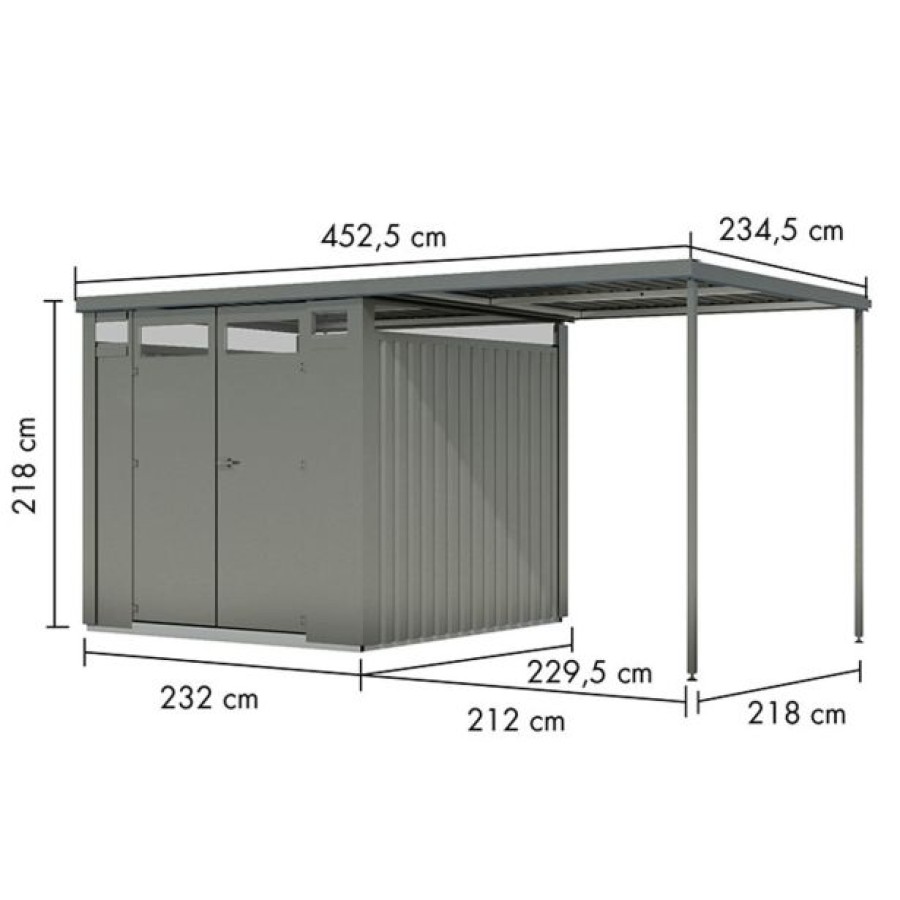 KOVINSKA VRTNA HIŠKA KARIBU OSTEN 2 SIVI ALUMINIJ 220X220X215 - slika 2