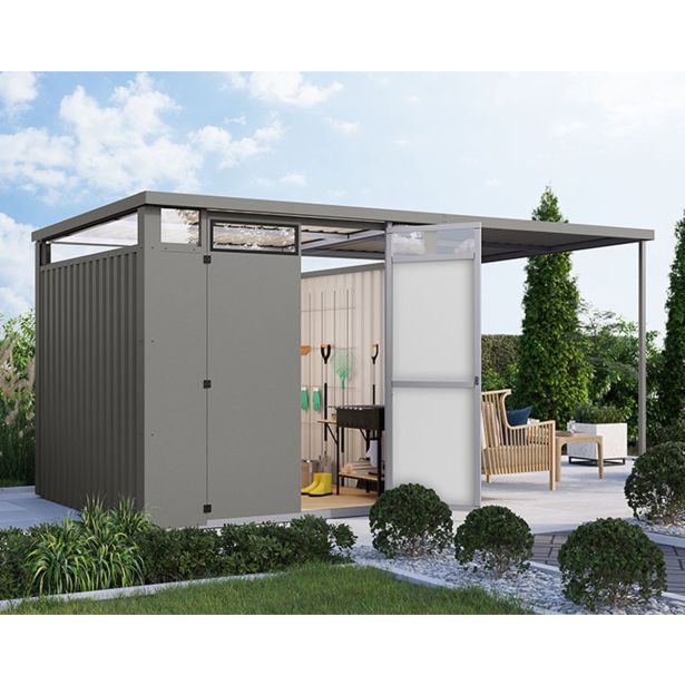 KOVINSKA VRTNA HIŠKA KARIBU OSTEN 2 SIVI ALUMINIJ 220X220X215 KOVINSKA VRTNA HIŠKA KARIBU OSTEN 2 SIVI ALUMINIJ 220X220X215